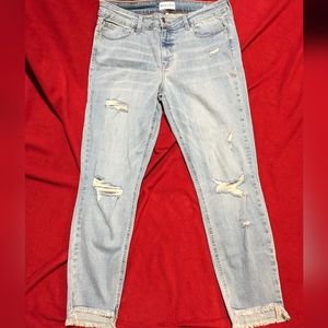 Studio Blue Distressed Skinny Jeans Frayed Step Hem Like New Size 31 / 12